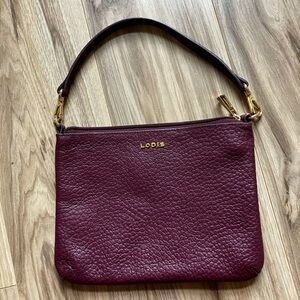 LODIS EMILY BURGANDY SHOULDER BAG/WRISTLET - Pebbled leather - 9x7x1/2” deep